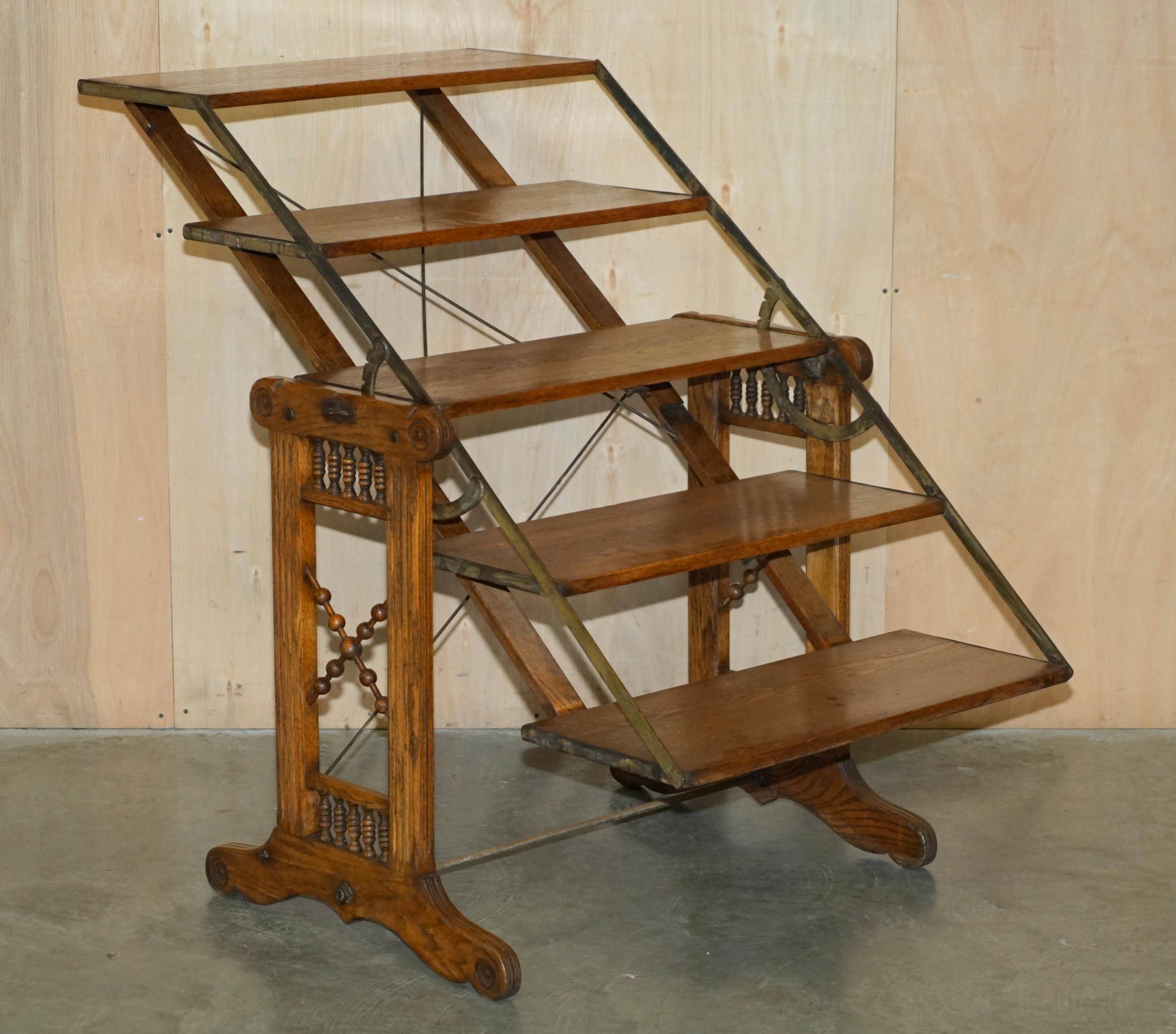 Transformable library table by Boeckh Brothers, circa 1910, restored.