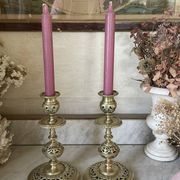 pair of openwork gilded brass candlesticks from the 19th century