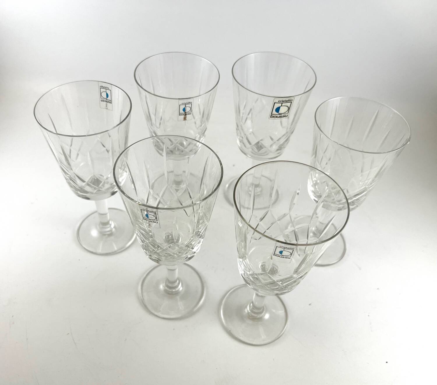 6 crystal wine stemmed glasses