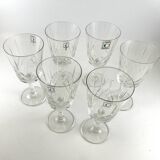 6 verres à pied vin en cristal