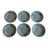 Dessert plates series of six Moulin des Loups Orchies model Bric bleu