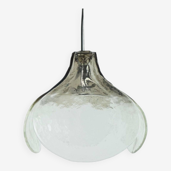 verre de glace italien du milieu du siècle verre fumé PENDANT LIGHT carlo nason mazzega murano années 1970