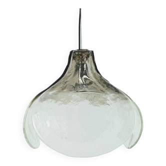 italian mid century ice glass smoked glass PENDANT LIGHT carlo nason mazzega murano 1970s