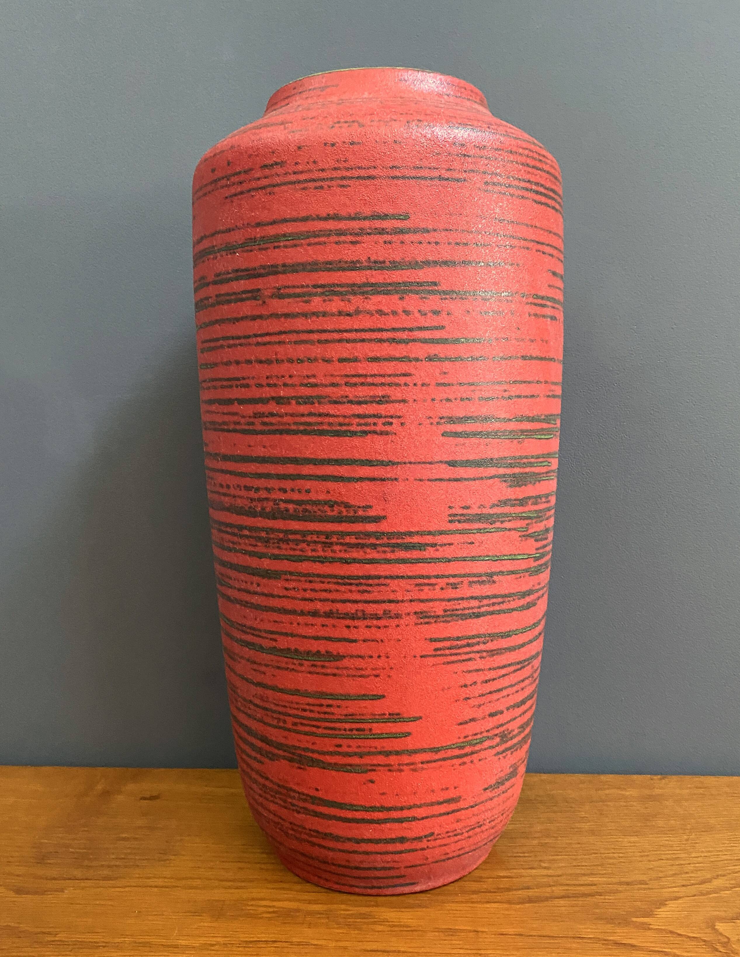 Large ceramic red vase by Scheurich Germany model 517-45