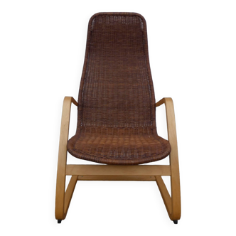 Old vintage rattan sled chair