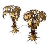 Pair of gold-plated palm tree table lamps by Hans Kögl, Germany, 1970s