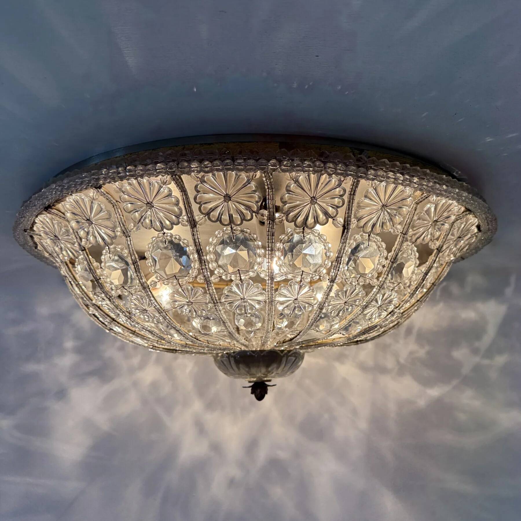 Large crystal Banci Italy ceiling lamp, 1960s