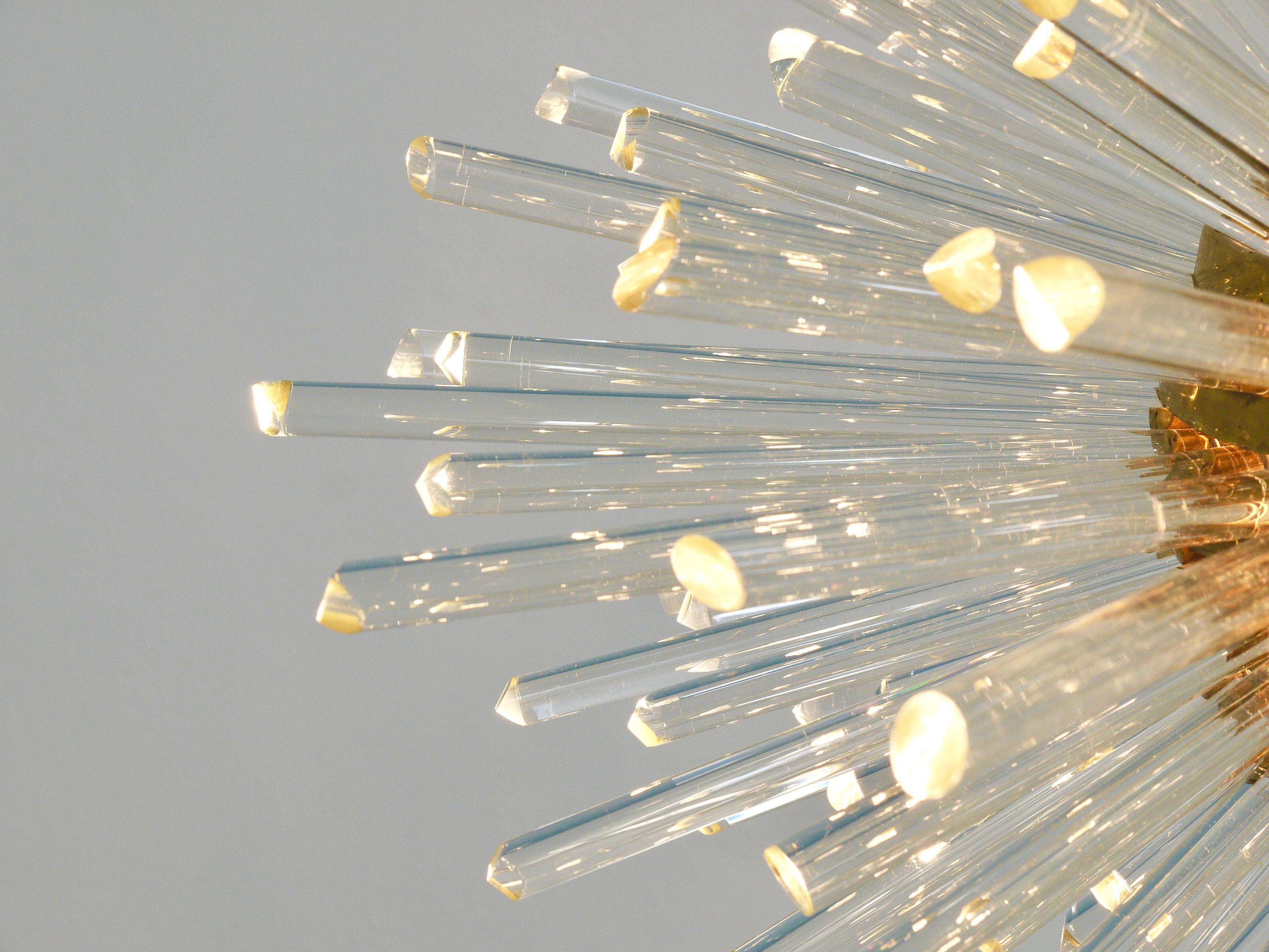 Lustre Bakalowits Miracle Sputnik en laiton avec tiges en verre cristal, années 1960