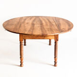 Large antique / vintage flap table. Solid waxed cherry. France, 1960s