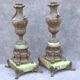 Pair of antique French Art Nouveau bronze vases on a marble base, fireplace decoration, 1800s, Châteaucore cassolettes, unique piece.