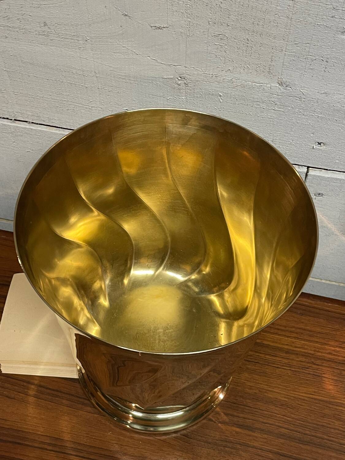 Christofle champagne bucket, gilded metal, twisted model.