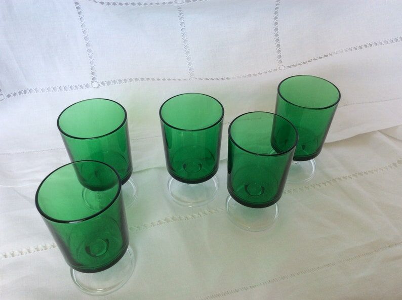 Set of 5 wine glasses Luminarc Arcoroc year 1970