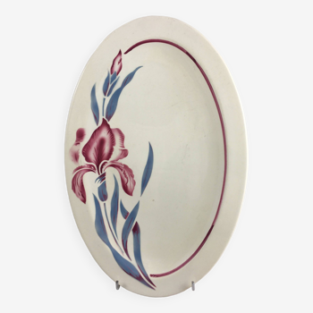 Oval dish Old Model Iris Fleurs signed Sarreguemines year 40/50 Vintage tableware dinner service