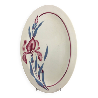 Plat ovale Ancien Modèle Iris Fleurs signé Sarreguemines année 40/50 Vaisselle vintage diner service