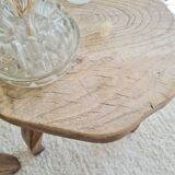 Pair of solid wood tripod stools - brutalist