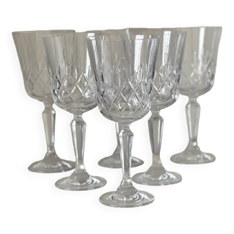 6 crystal wine glasses, 1980