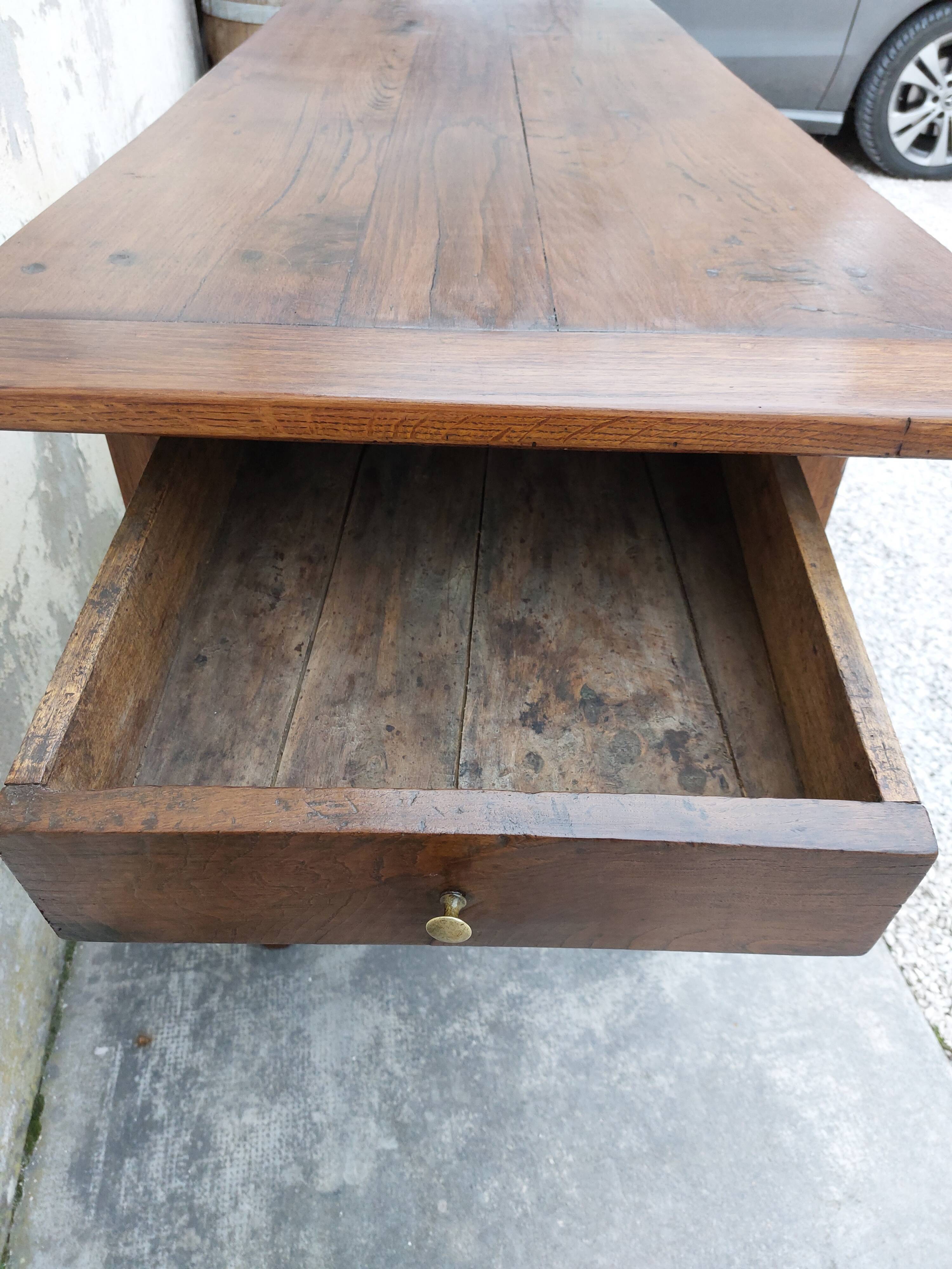 Rustic burgundy farm table 19th -1m80