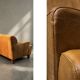 Canapé 3 places en cuir marron industriel vintage des années 1960, style mid-century modern