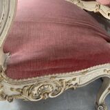 Louis XV style bench in lacquered and gilded beech, 20th century