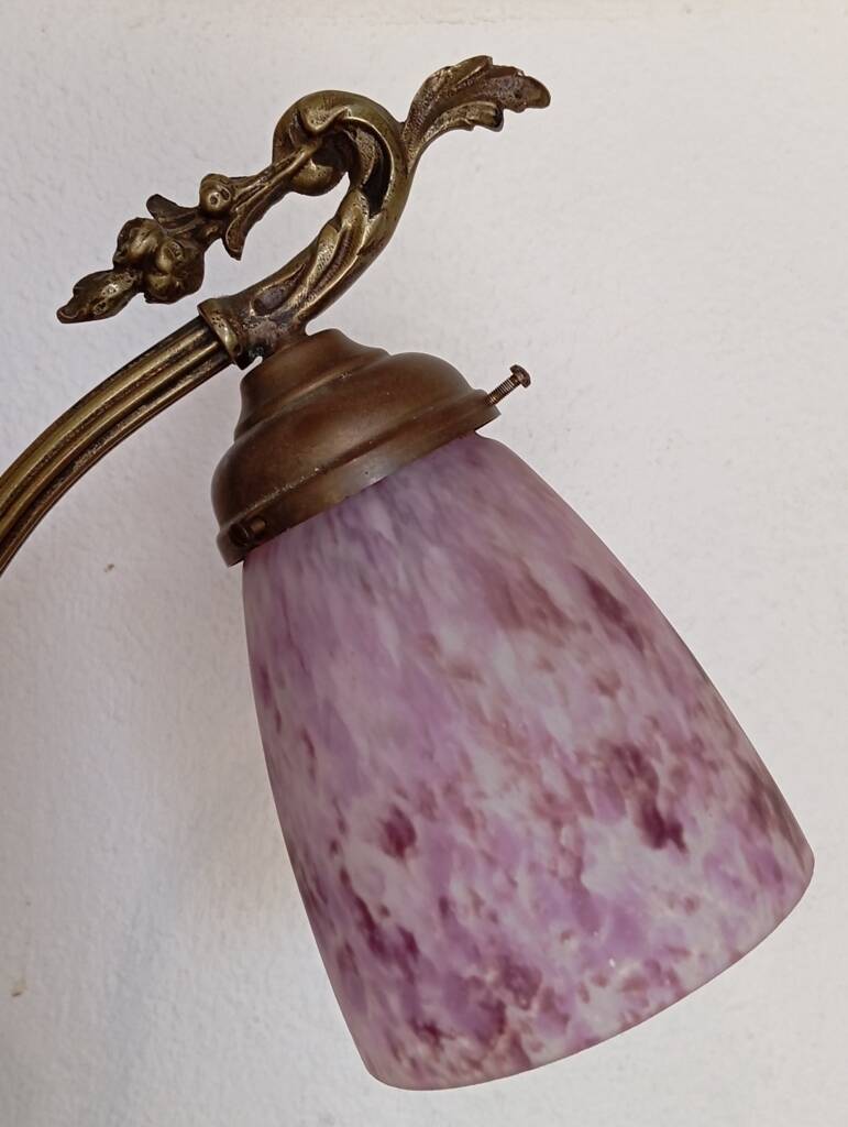 Lampe art nouveau monte et baisse en bronze