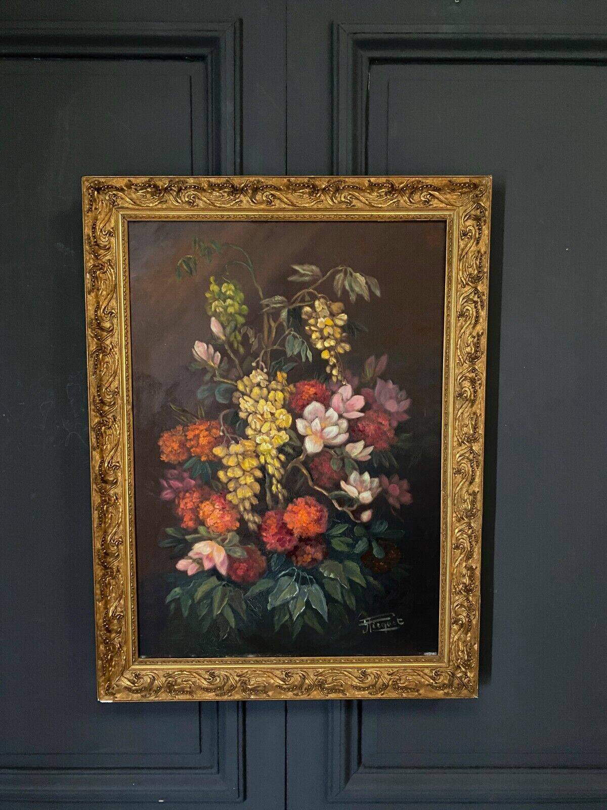 Oil on canvas by Picquet still life bouquet of flowers 1930