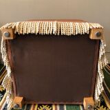 Duo of old pink poufs with fringes