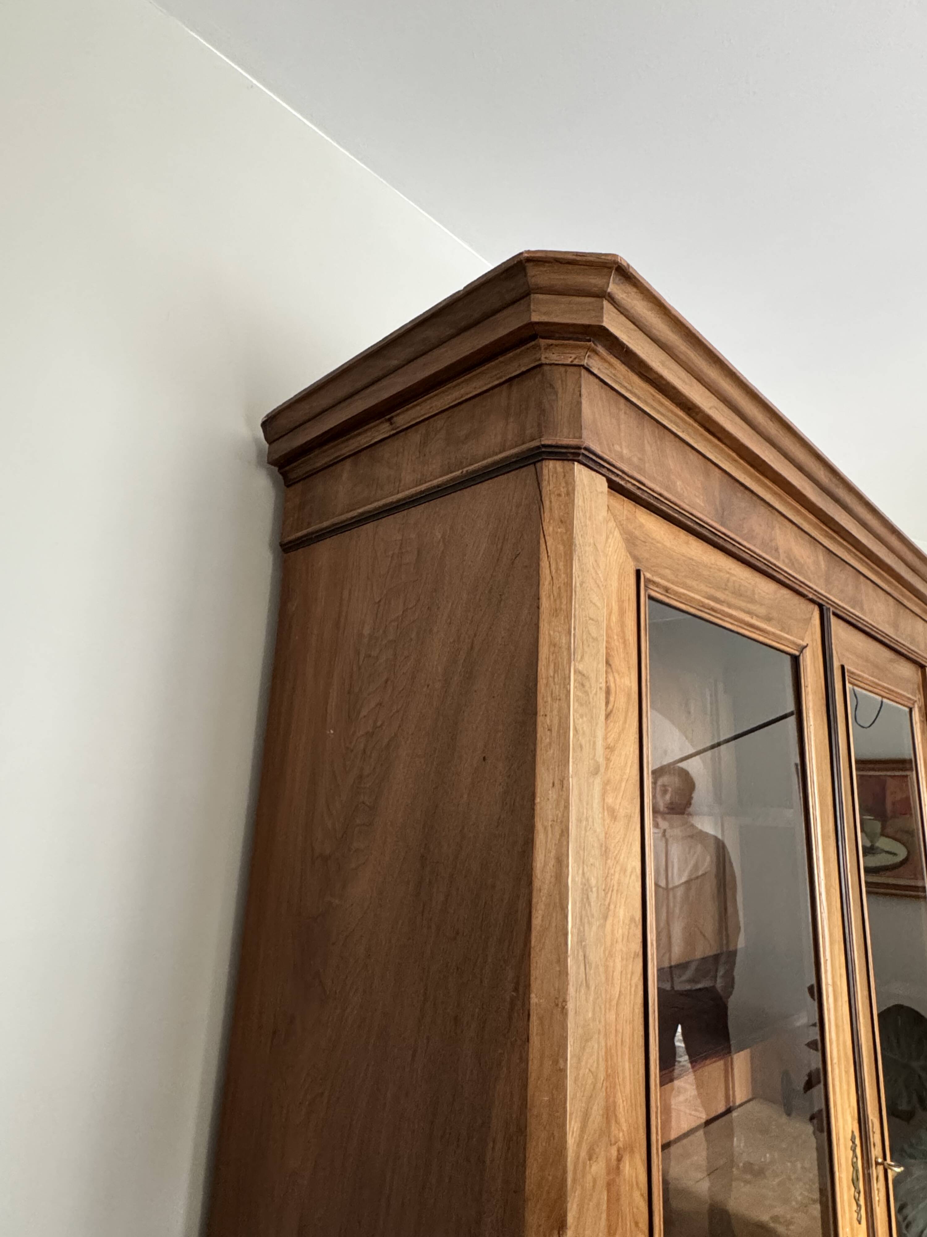 American walnut glass cabinet/bookcase