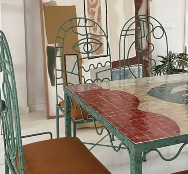 Salon de jardin lrnce, en fer forgé et zellige