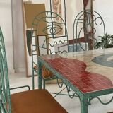 Lrnce garden furniture, in wrought iron and zellige