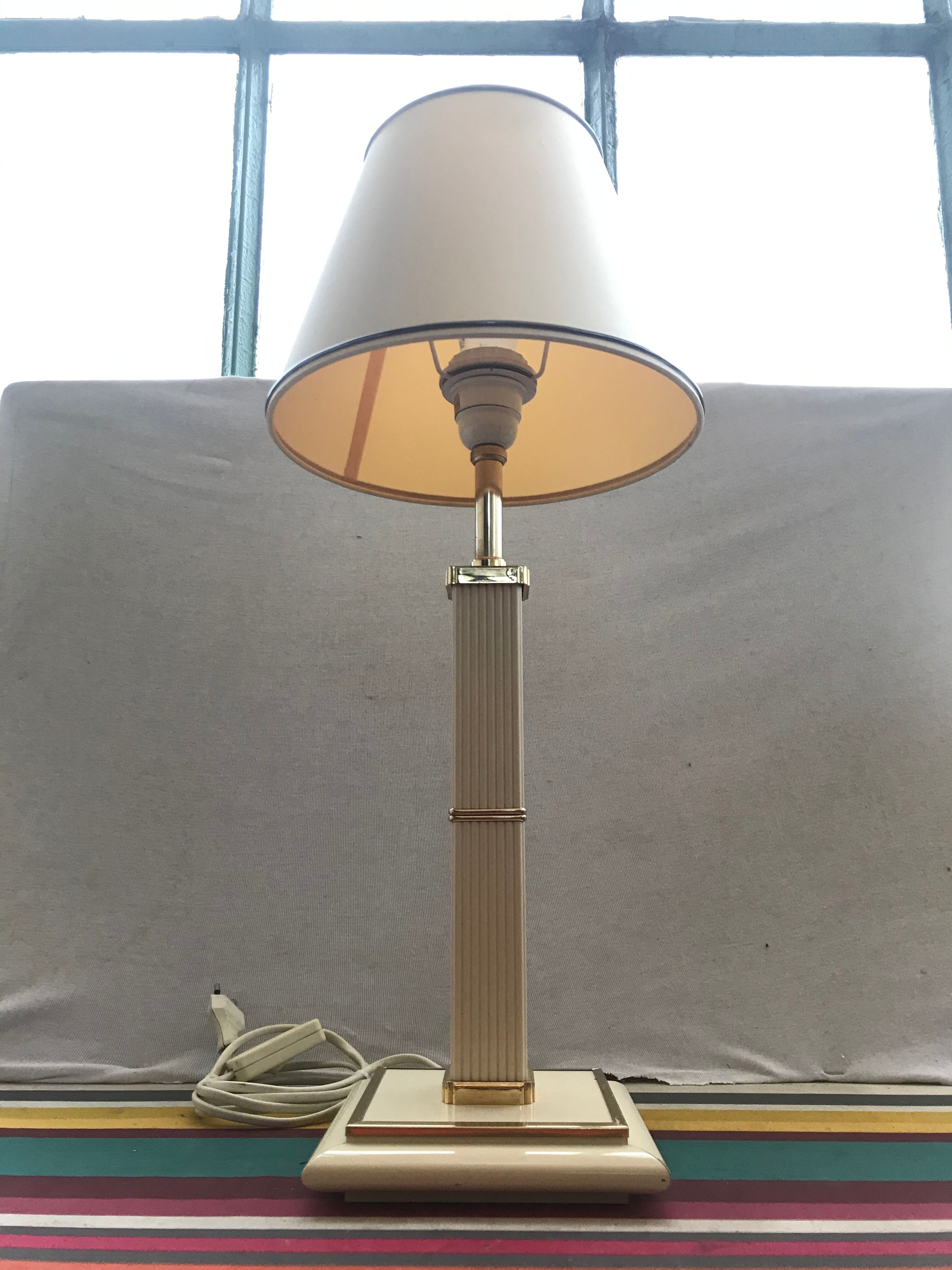 Table lamp by Robert de Schuytener ref2111 column - abat-day vintage cream