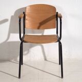 Industrial style chairs with armrests (circa 1950). Set of 2 pieces