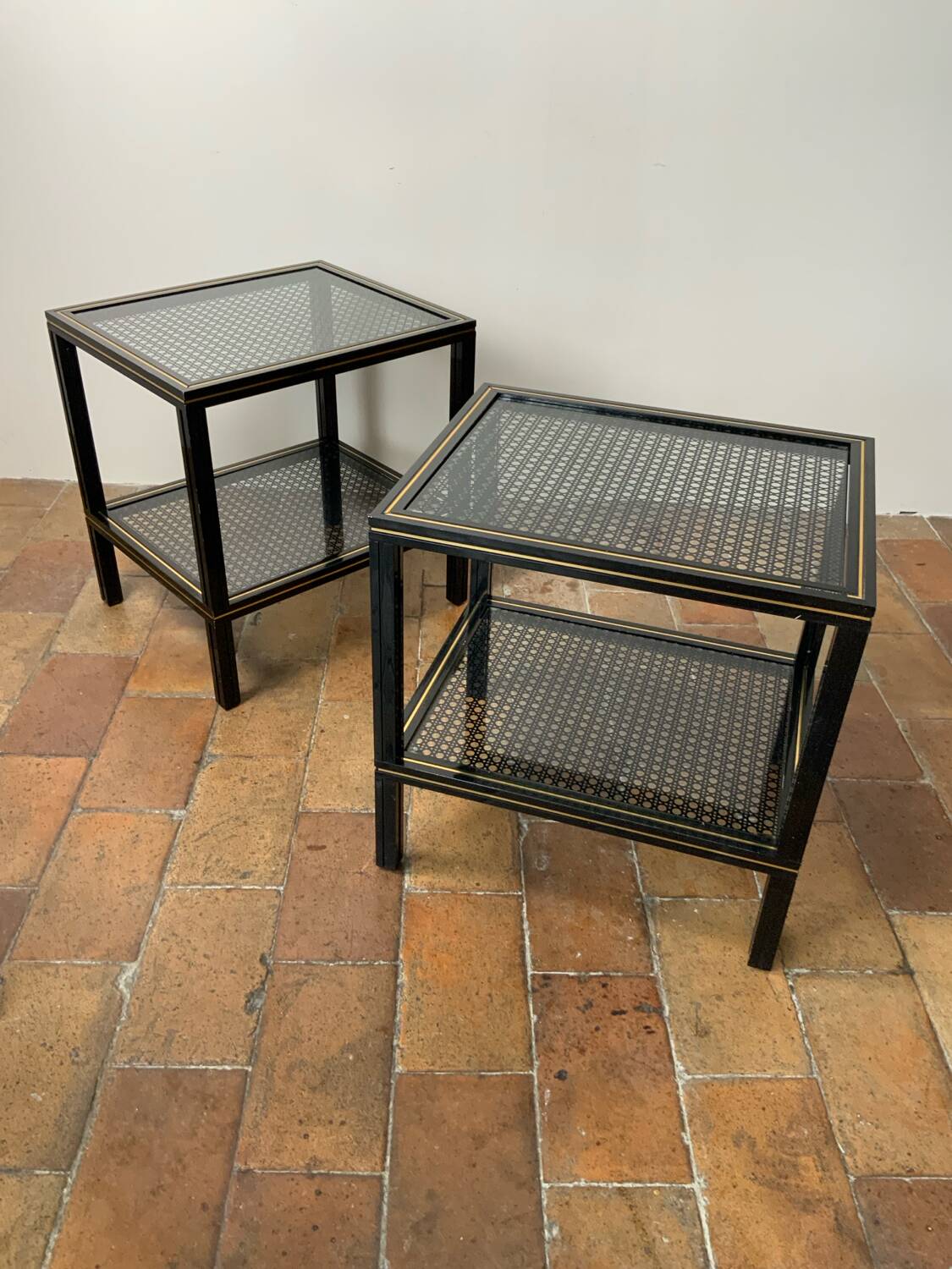 Paire de tables d’appoint vintage 70 Pierre Vandel