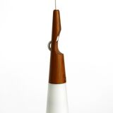 Rare Uno & Östen Kristiansson pendant lamp in opal glass and teak | Made by