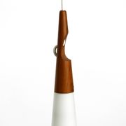 Rare Uno & Östen Kristiansson pendant lamp in opal glass and teak | Made by