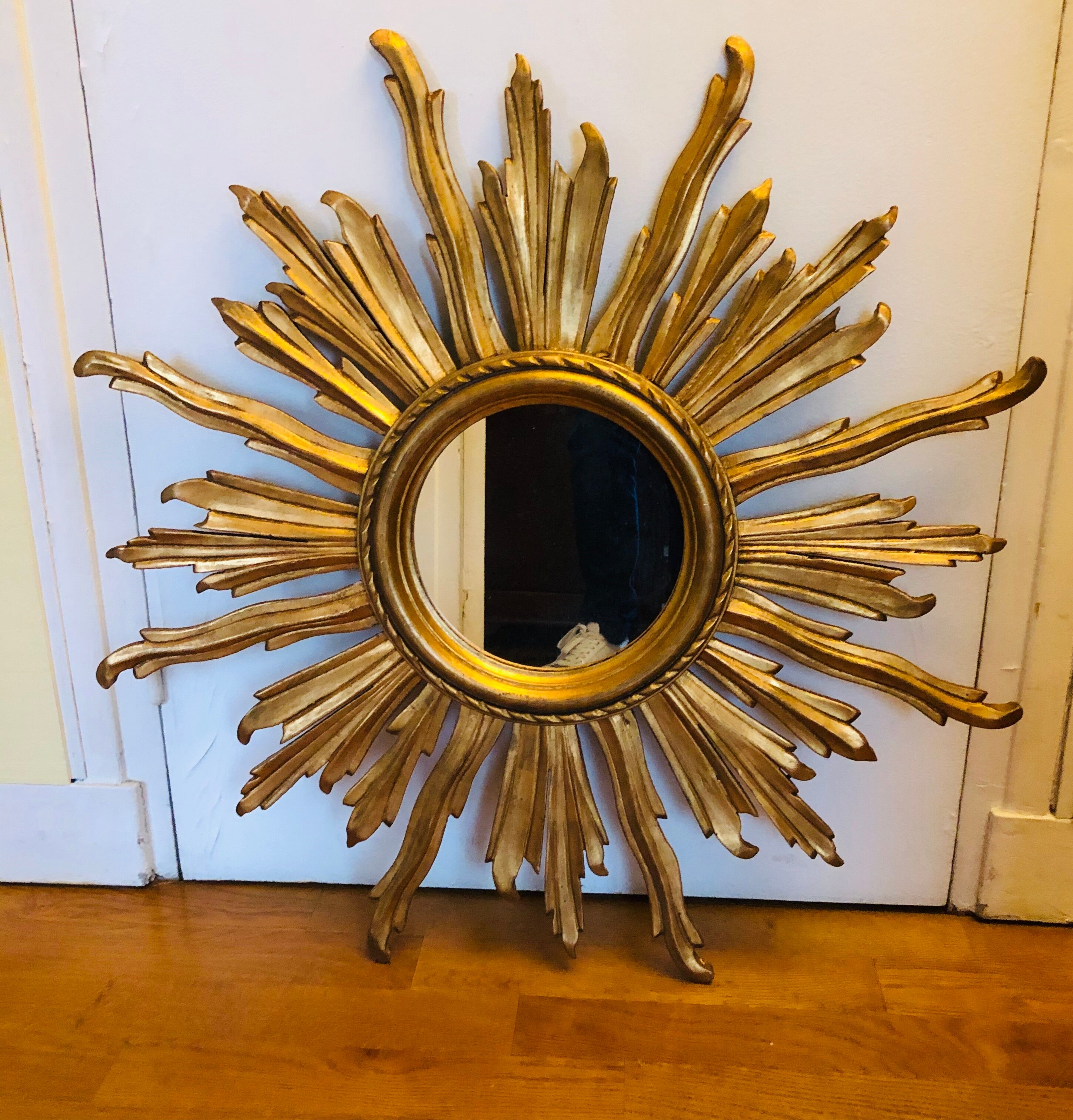 Mirror sun gilded wood diameter 82 cm