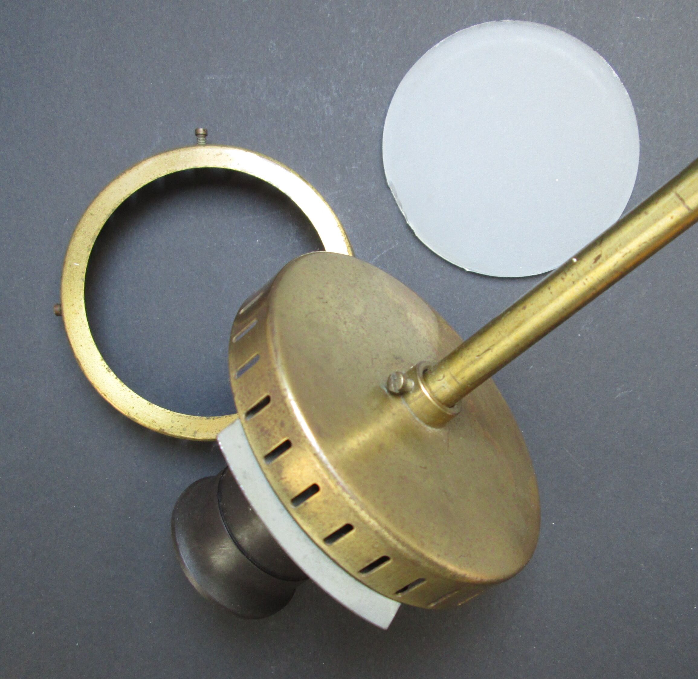 Satinated opaline glass/brass Kina hanging lamp, Bent Karlby, Lyfa