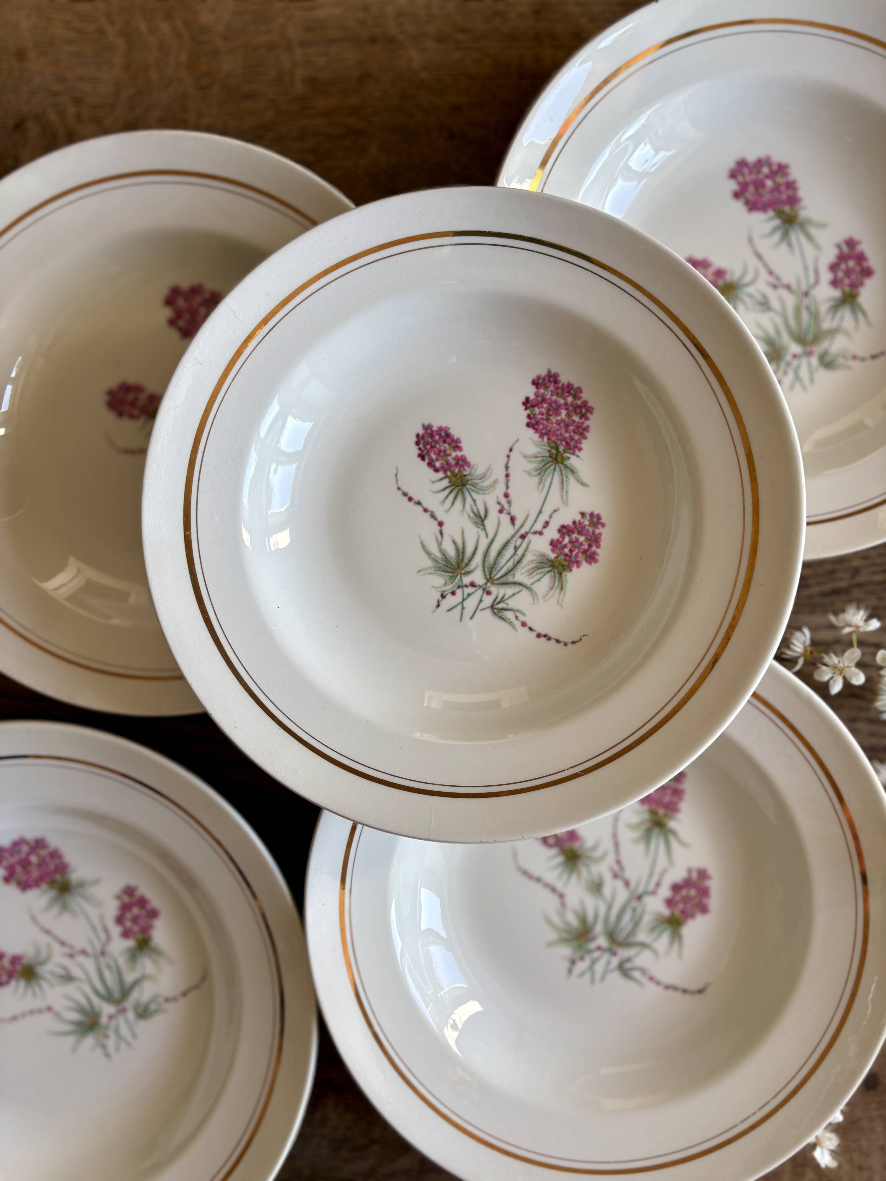 Set of 6 vintage deep plates - Moulin des Loups