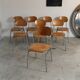 Set of 8 industrial style school chairs, Czechoslovakia 1950