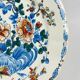 Set of 6 Gien flat plates with rooster and peony decoration, earthenware, 1875