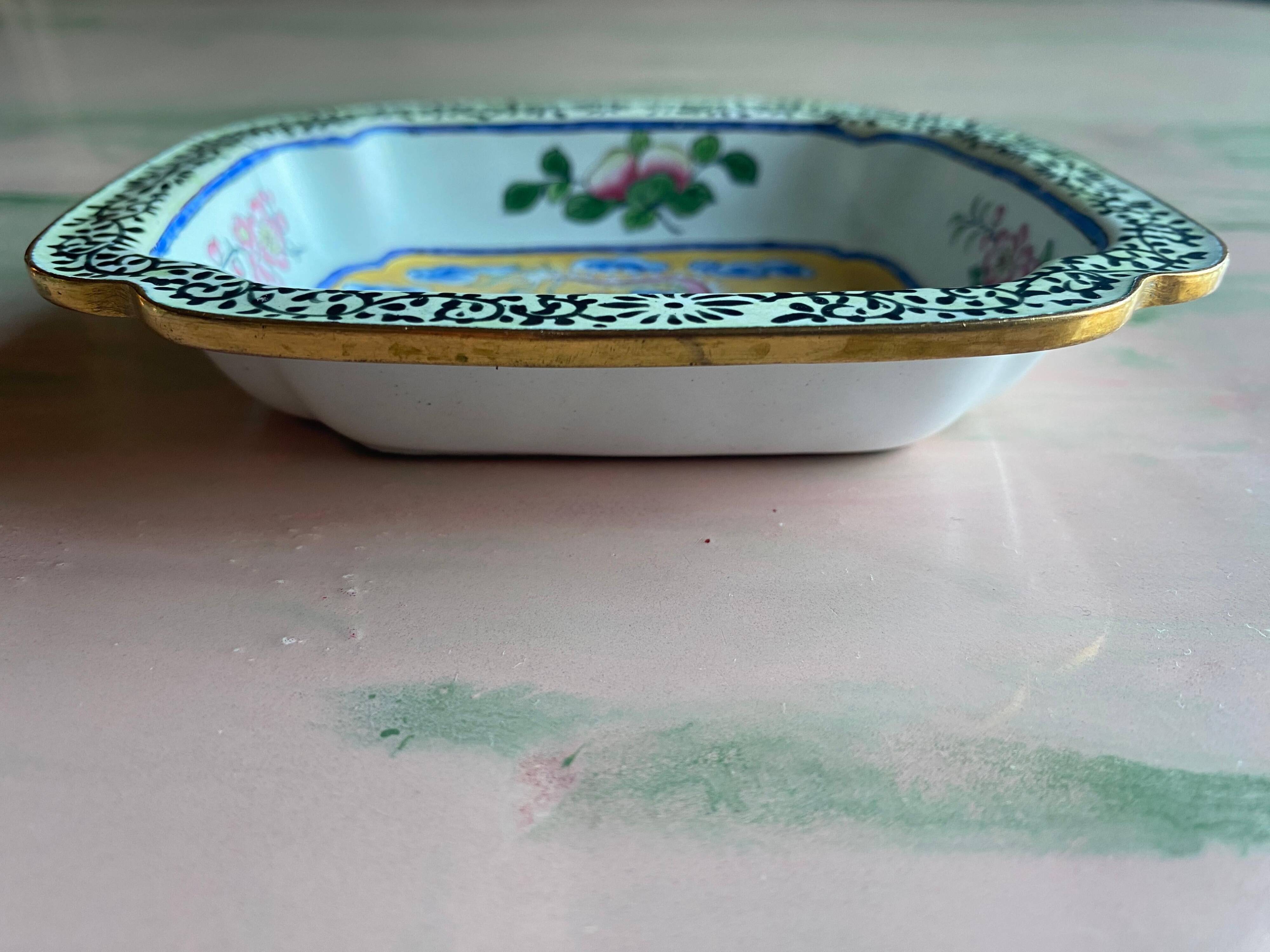 Qianlong period Canton Enamel Square Dish with Dragon, China Late 18th Century