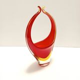 Red and Yellow Sommerso Murano Glass Vase attr. to Flavio Poli, Italy