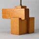 Sculptural table lamp in solid pine, France, circa 1970.