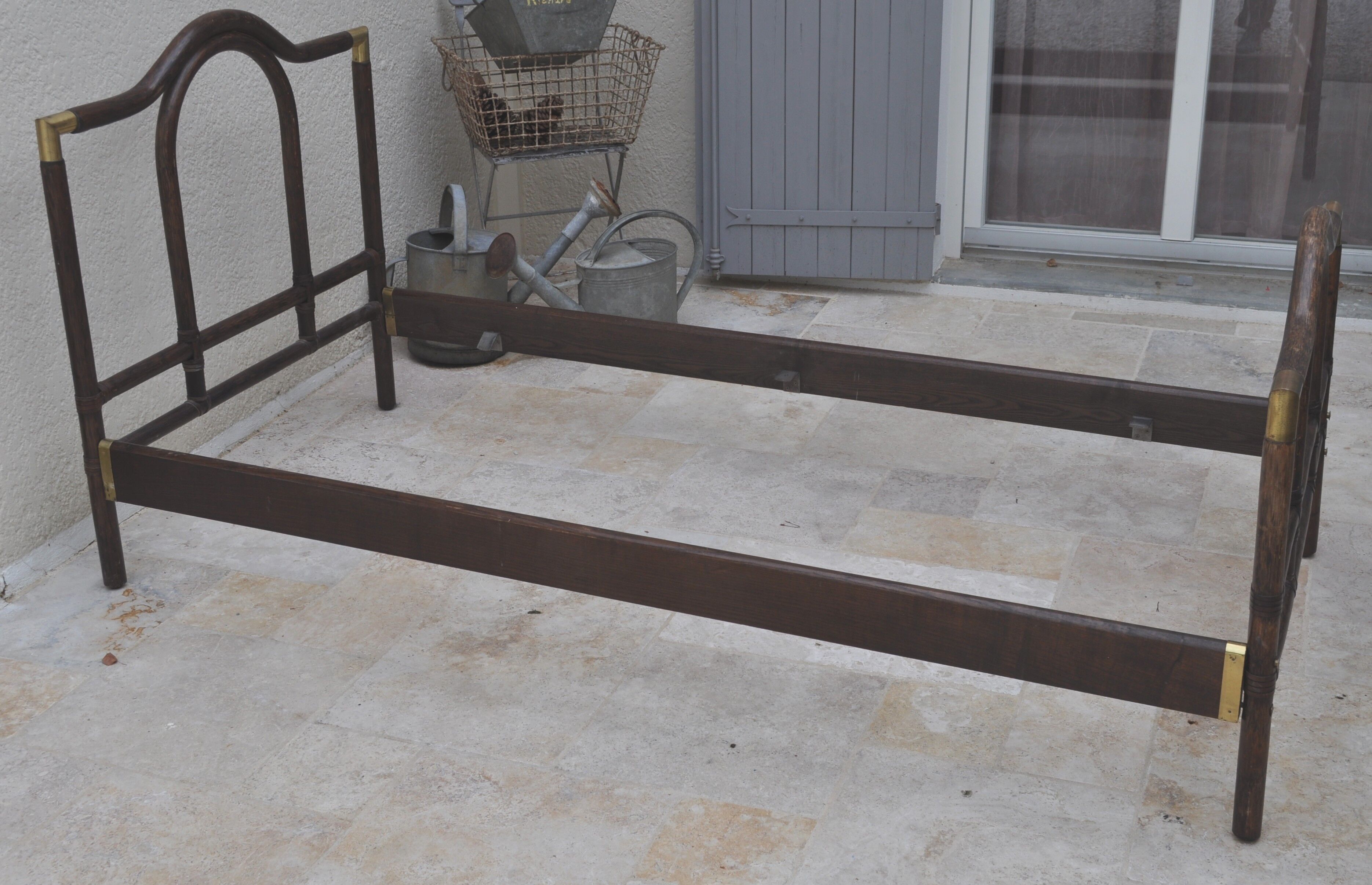 Brass bamboo rattan bed