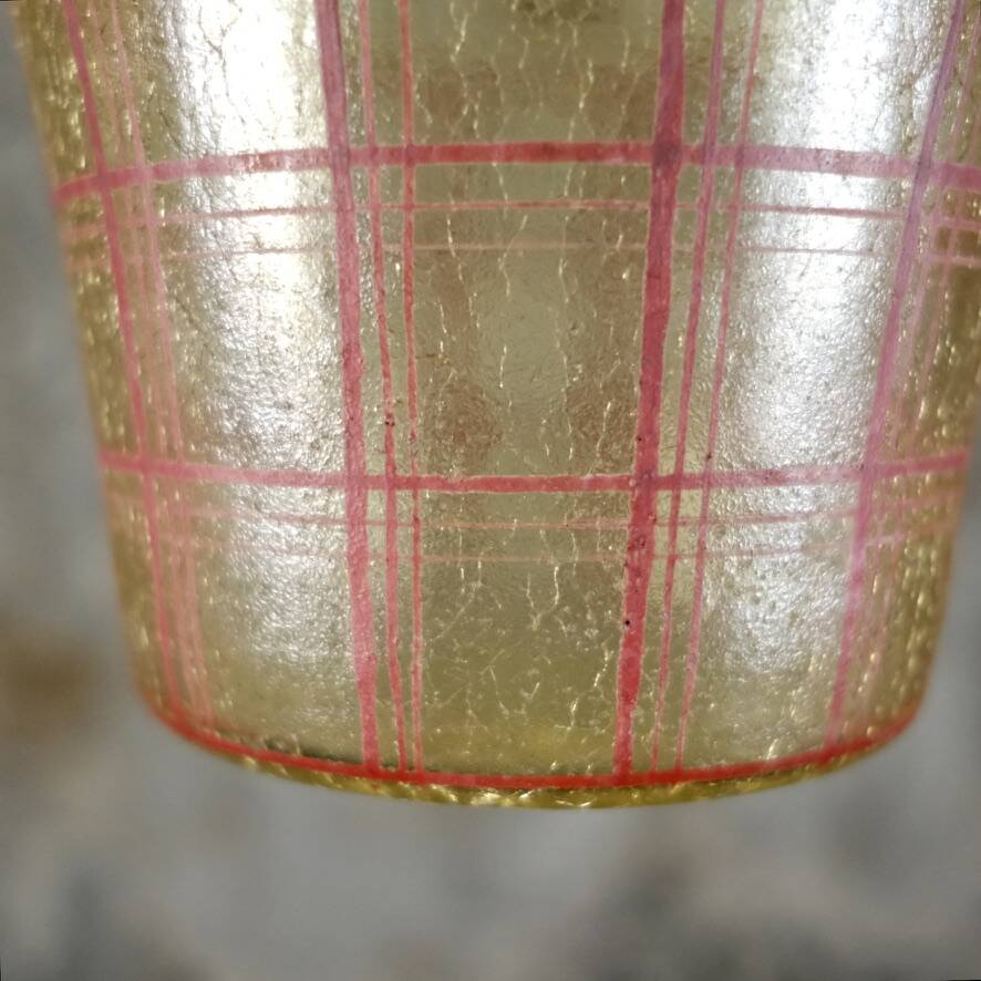 Mid-century crackle glass lantern with checkered pattern, France