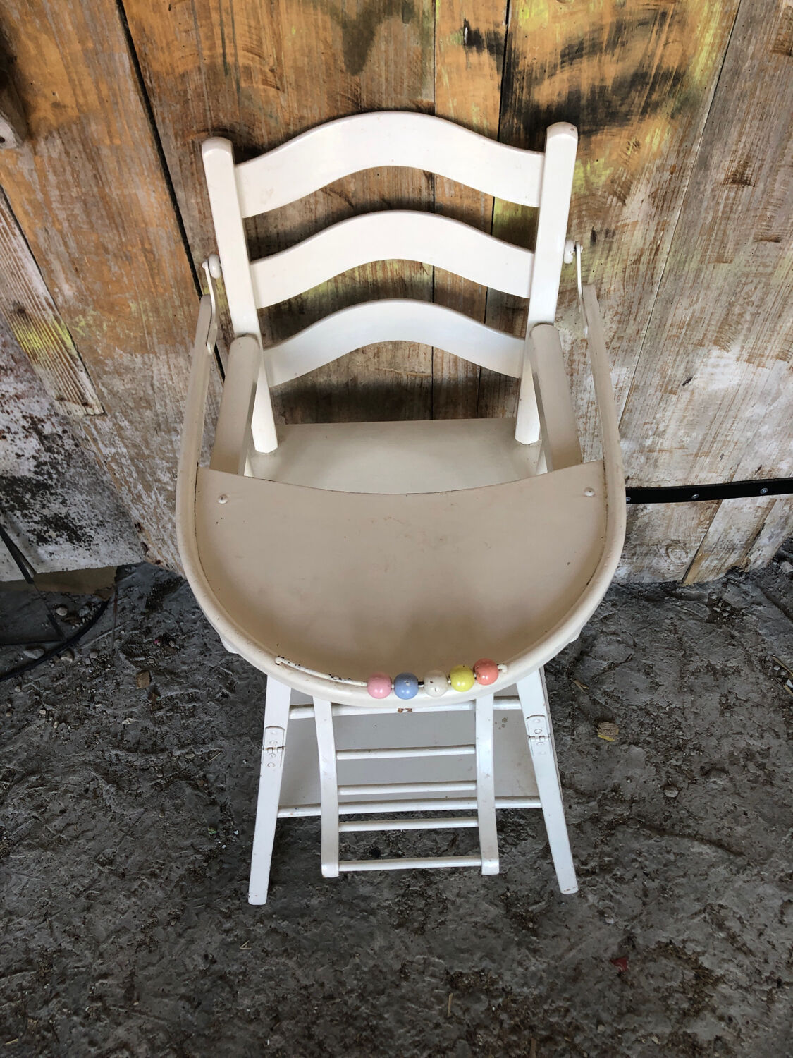 High chair bebe baumann vintage white wood