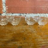 Paire De Saleron Ancien Art Déco Verre Moulé Salière Poivrier Vintage