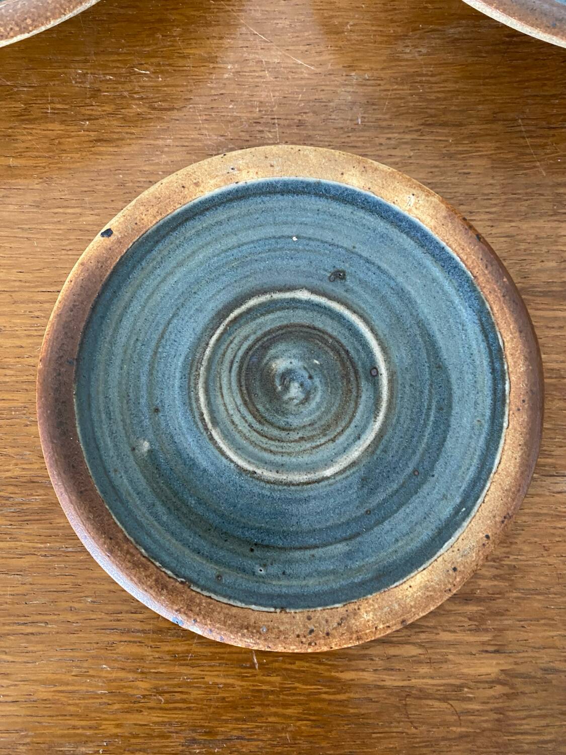 Plat ancien + dessous bouteille PIERRE DIGAN La Borne grès pyrité vintage