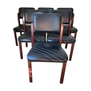 6 chaises des années 80 en bois