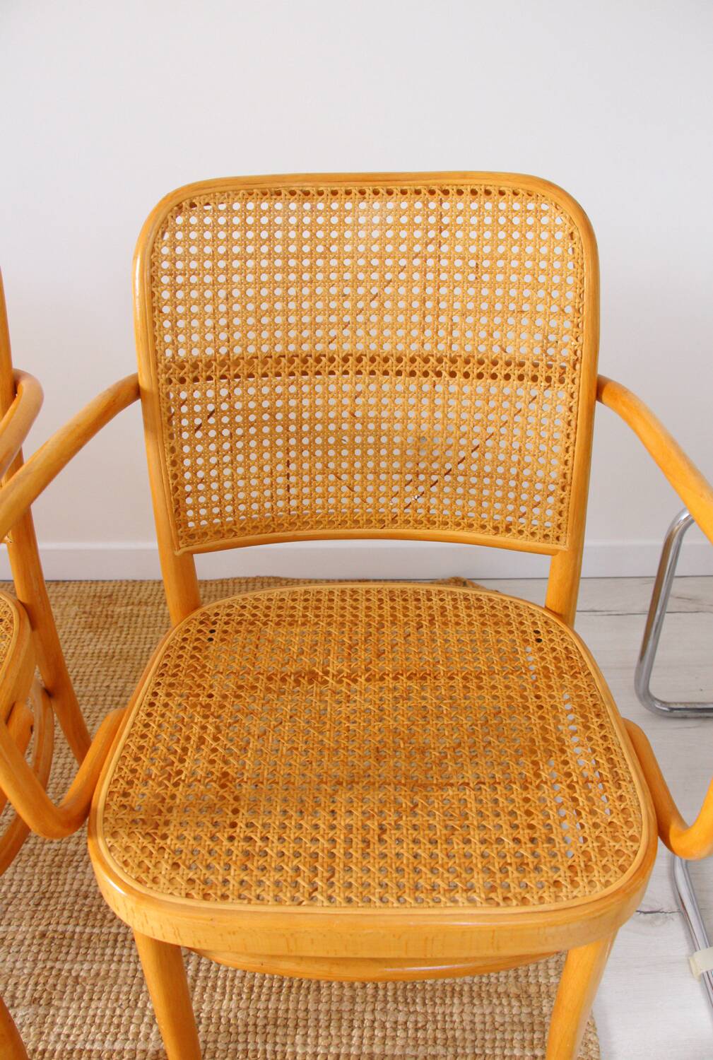 Set of 4 wooden and cane chairs model Prague 811 by Josef Hoffmann