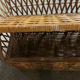Wicker rattan storage bench from the 60s/70s